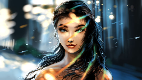 Обои на рабочий стол Девушка с голубыми глазами, by Minea Juntura