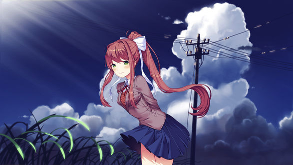 Обои на рабочий стол Monica / Моника из игры Doki Doki Literature Club, by Xroulen