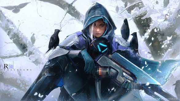 Обои на рабочий стол Боец-снайпер Ana Amari / Ана Амари из игры Overwatch / Дозор, by Ross Tran