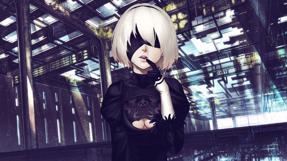 Обои на рабочий стол YoRHa №2 тип B из игры NieR: Automata, by Xroulen