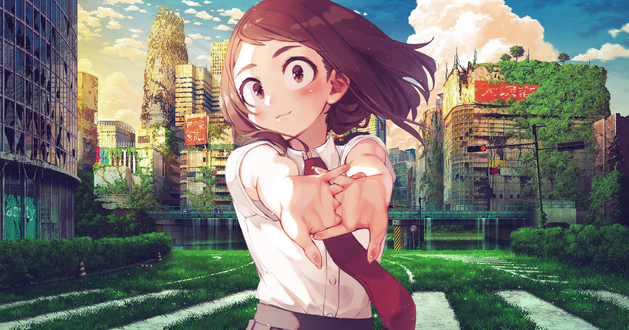 Обои на рабочий стол Ochako Uraraka / Очако Урарака из аниме Boku no Hero Academia / Моя геройская академия, by Xroulen