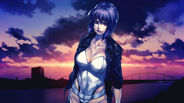 Обои на рабочий стол Motoko Kusanagi / Мотоко Кусанаги из аниме Ghost in the Shell / Призрак в доспехах, by Xroulen