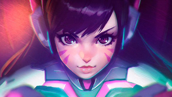 Обои на рабочий стол D. Va — персонаж многопользовательской игры Overwatch