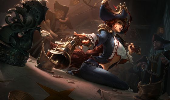 Обои на рабочий стол Miss Fortune / Мисс Фортуна среди пиратов, арт к игре League of Legends / Лига Легенд, by Jennifer Wuestling