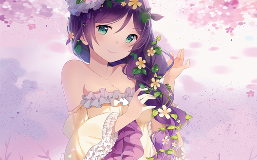 Обои на рабочий стол Нодзоми Тодзе / Toujou Nozomi из аниме Живая любовь! / Love Live, автор оригинала Hitsukuya
