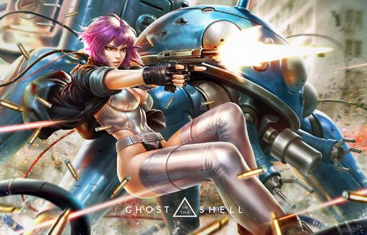 Обои на рабочий стол Motoko Kusanagi / Мотоко Кусанаги, из аниме Ghost in the Shell / Призрак в доспехах, by Derrick Chew