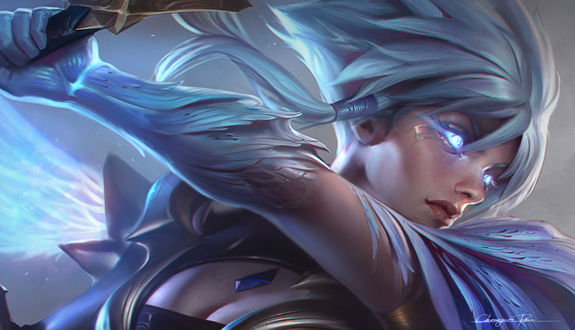Обои на рабочий стол Riven Splash из игры Лига Легенд / League of Legends / LoL, by Chengwei Pan