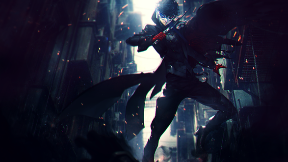 Обои на рабочий стол Ren Amamiya / Рэн Амамия из аниме и игры Persona 5 the Animation / Персона 5, by AquanaPlaysElsword