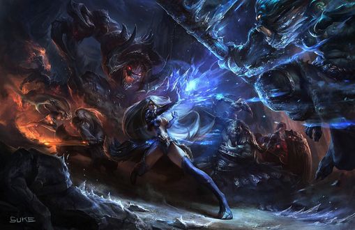 Обои на рабочий стол Битва героев игры League of Legends / Лига Легенд, by Suke