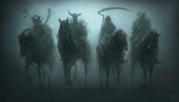 Обои на рабочий стол Four Horsemen of the Apocalypse / Четыре всадника Апокалипсиса, by David Masson