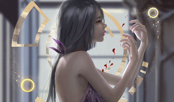 Обои на рабочий стол Princes Scelestia / Принцесса Селестия из веб-комикса Ghost Blade / Призрачный Клинок, приподняв руки к шарику, by Ydiya Kai