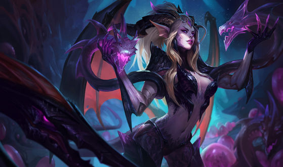 Обои на рабочий стол Dragon Sorceress Zyra / Колдунья-Дракон Зира из игры League of Legends / Лига Легенд, by Bo Chen