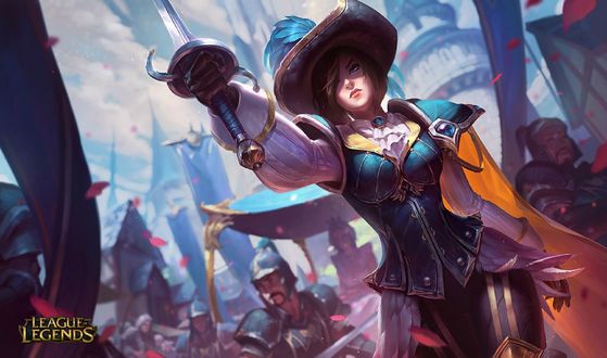 Обои на рабочий стол Royal guard Fiora / Королевский гвардеец-Фиора из игры Лига Легенд / League of Legends, by Bo Chen