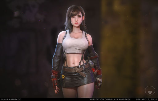 Обои на рабочий стол Tifa Lockhart / Тифа Локхарт из аниме и игры Final Fantasy VII: Advent Children / Последняя фантазия VII: Дети пришествия, by Blair Armitage