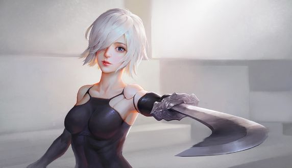 Обои на рабочий стол YoRHa №2 тип B из игры NieR: Automata, by wenfei ye