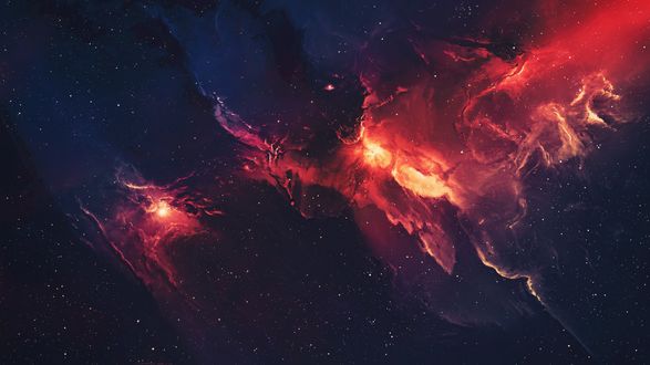 Обои на рабочий стол Красная космическая туманность