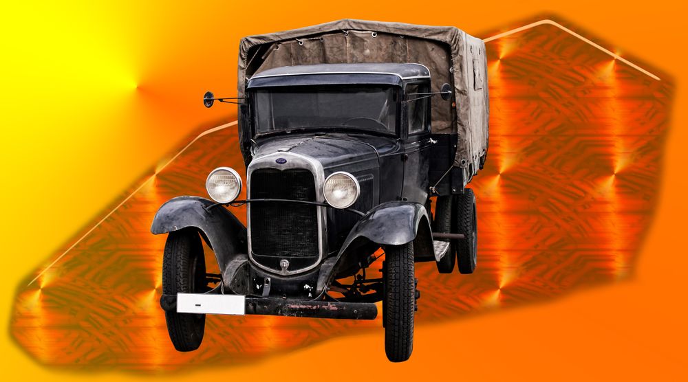 Обои для рабочего стола Ретро грузовичок Форд / Ford на абстрактном фоне, by Emslichter
