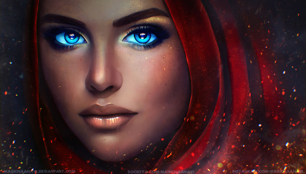 Обои для рабочего стола Девушка с голубыми глазами, by MagicnaAnavi