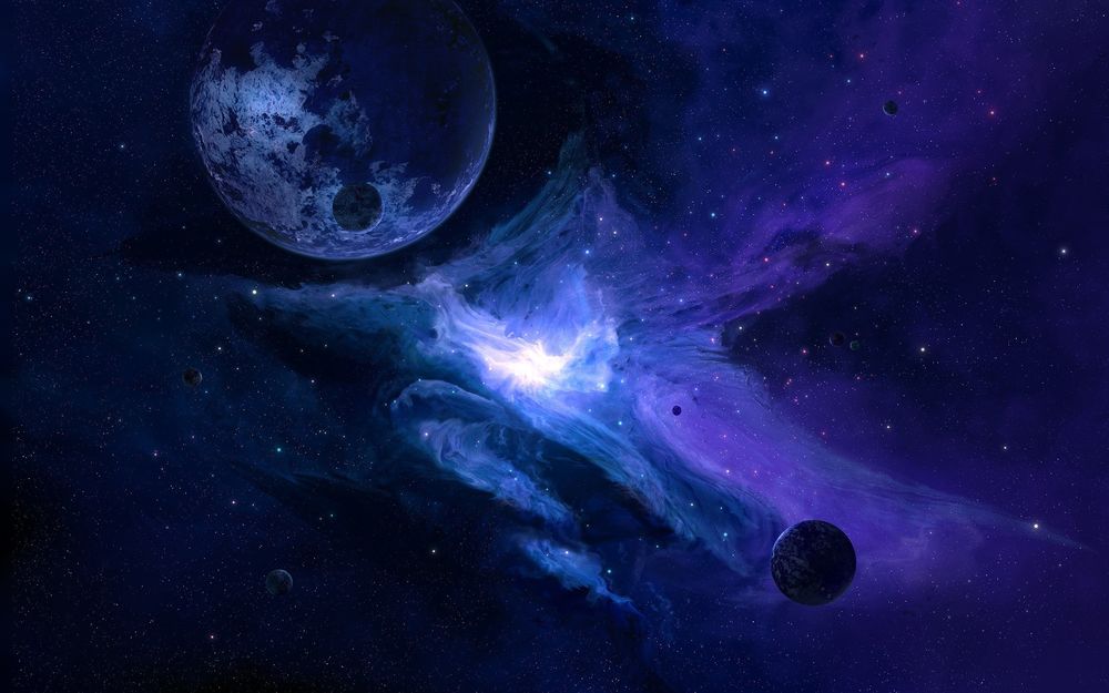 Обои для рабочего стола Планеты и космическая туманность