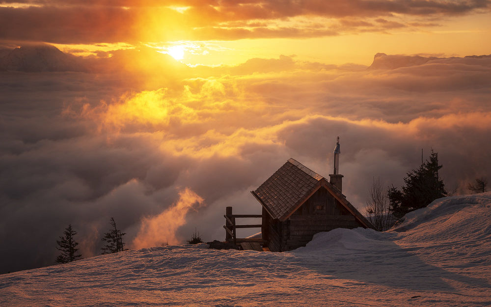 Обои для рабочего стола Сказочный домик на снегу, Austria / Австрия. Фотограф Manuel Widl