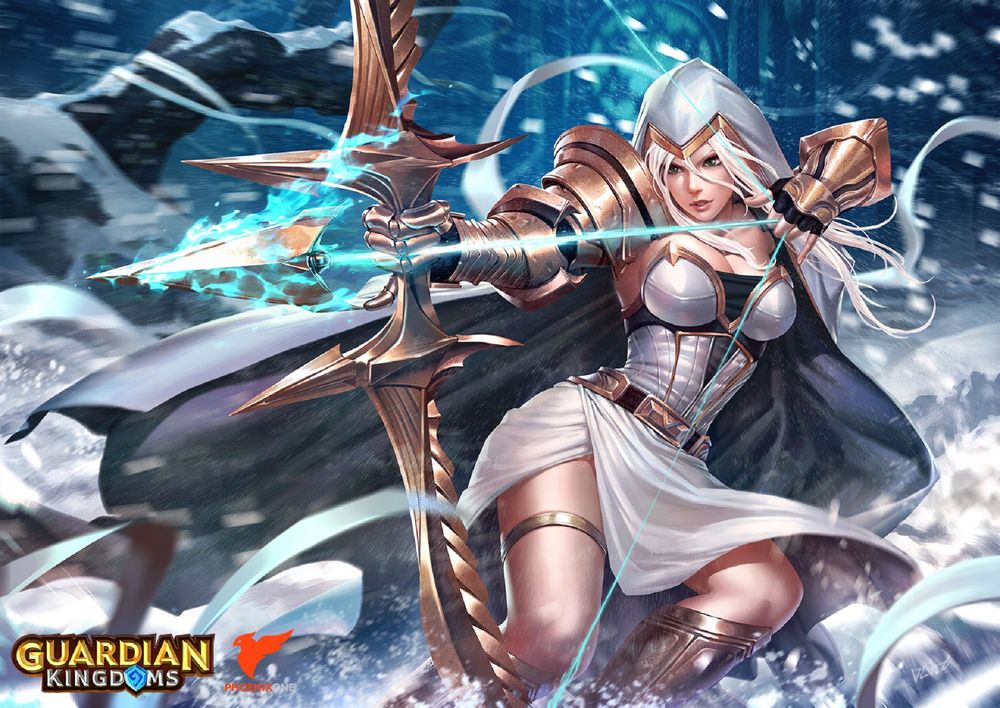 Обои для рабочего стола Лучник Celeste / Селеста из игры Guardian Kingdoms / Защитник Королевств, by Derrick Chew