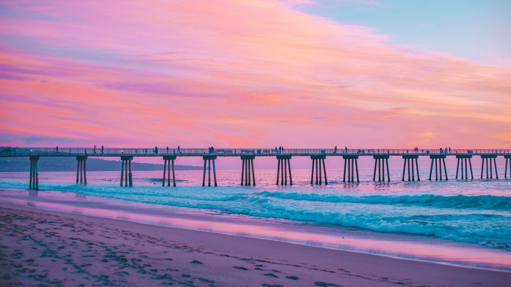 Обои для рабочего стола Пирс на пляже Эрмоса-Бич / Hermosa Beach Pier