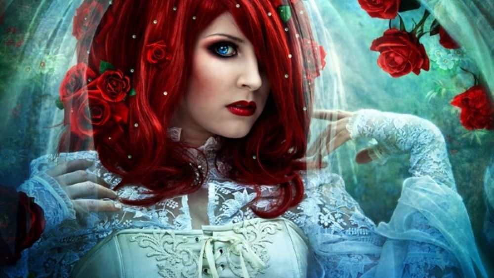 Обои для рабочего стола Модель Aurelia Isabella с розами на волосах, by LilifIlane