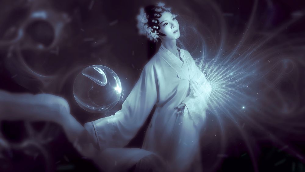 Обои для рабочего стола Восточная девушка на фантасмагорическом фоне, by Stefan Keller