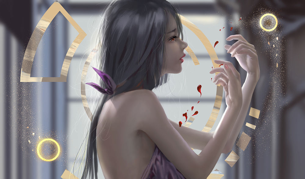 Обои для рабочего стола Princes Scelestia / Принцесса Селестия из веб-комикса Ghost Blade / Призрачный Клинок, приподняв руки к шарику, by Ydiya Kai