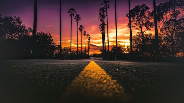 Обои на рабочий стол Закат в Лос-Анджелесе / Los Angeles, Калифорния / California