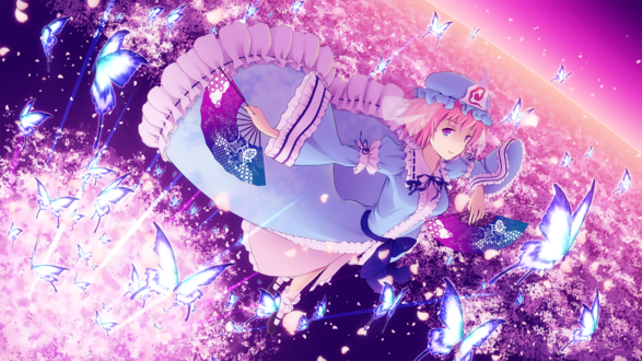 Обои на рабочий стол Yuyuko Saigyouji / Ююко Сайгедзи из аниме Touhou Niji Sousaku Doujin Anime: Musou Kakyou / Мечты летних дней, by prozz38