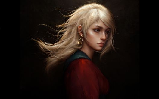 Обои на рабочий стол Девушка с белыми волосами, by Jane Nane