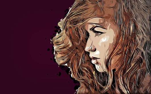 Обои на рабочий стол Рисунок девушки в профиль, by Jenny Osullivan