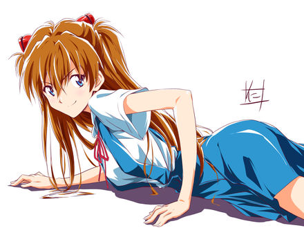 Обои на рабочий стол Аска Лэнгли Сорью / Asuka Langley Soryu из аниме Евангелион / Evangelion