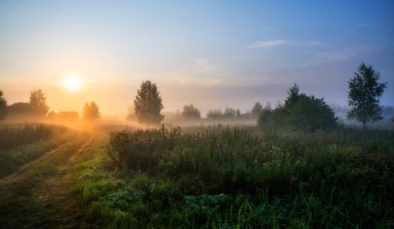 Обои на рабочий стол Утро в деревне, фотограф Виталий Полуэктов