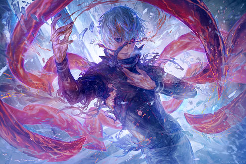 Обои на рабочий стол Ken Kaneki / Кен Канеки из аниме Tokyo Ghoul / Токийский Гуль, by muddymelly