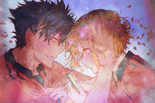 Обои на рабочий стол Kenma Kozume / Кэнма Козумэ и Tetsurou Kuroo / Тэцуро Куроо из аниме Haikyuu!/Волейбол, by muddymelly