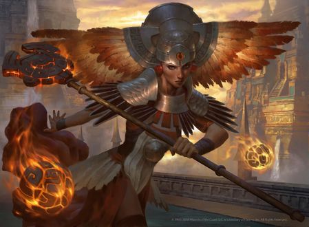Обои на рабочий стол Девушка-шаман / Tilonallis Summoner / Призывательница Тилоналли из игры Magic The Gathering, by lius lasahido