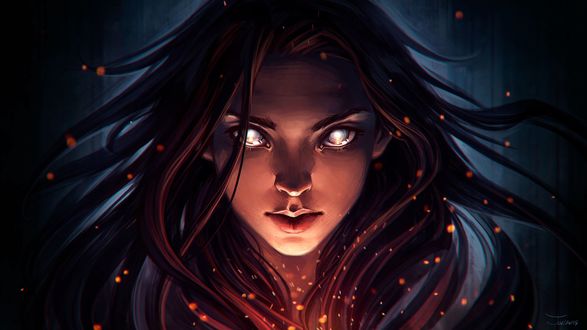 Обои на рабочий стол Девушка с белыми глазами, art by Aleksandra Alekseeva