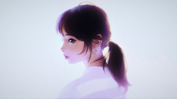 Обои на рабочий стол Девушка в профиль, by Ilya Kuvshinov