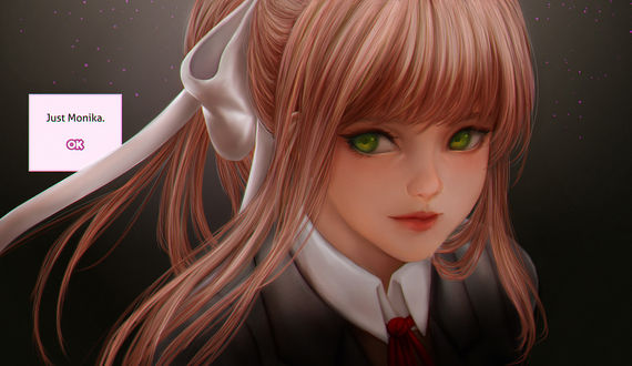 Обои на рабочий стол Персонаж Monika из Doki Doki Literature Club, just Monika ok / Просто Моника хорошо