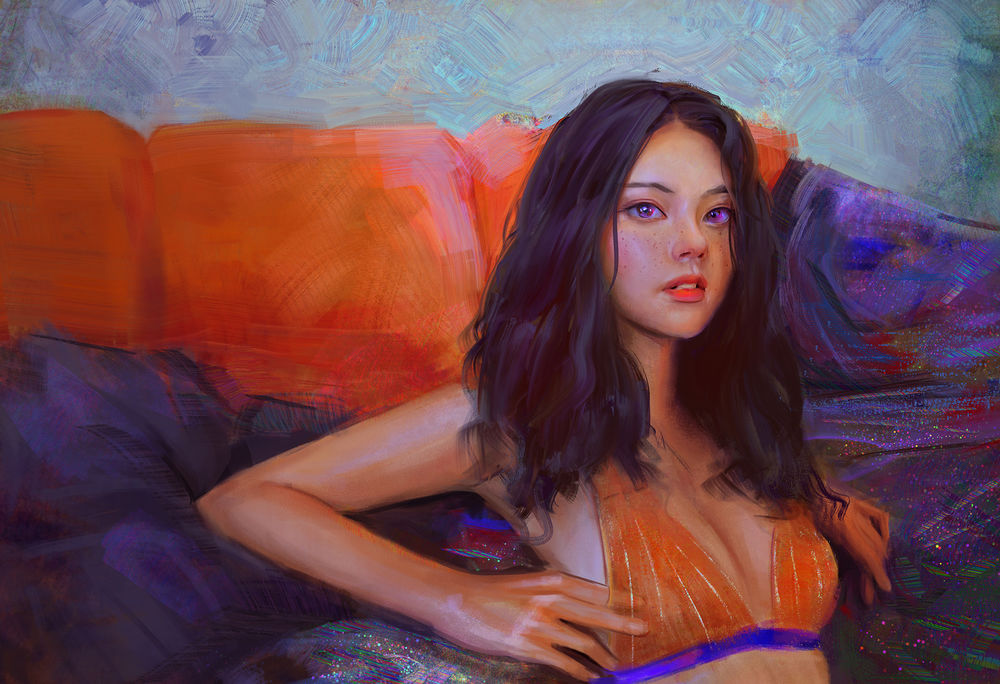 Обои для рабочего стола Портрет девушки с веснушками, by Mandy Jurgens