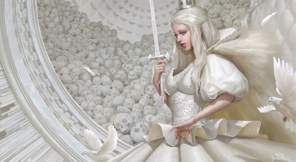 Обои для рабочего стола White Queen / Белая Королева с мечом, by Yu Ing