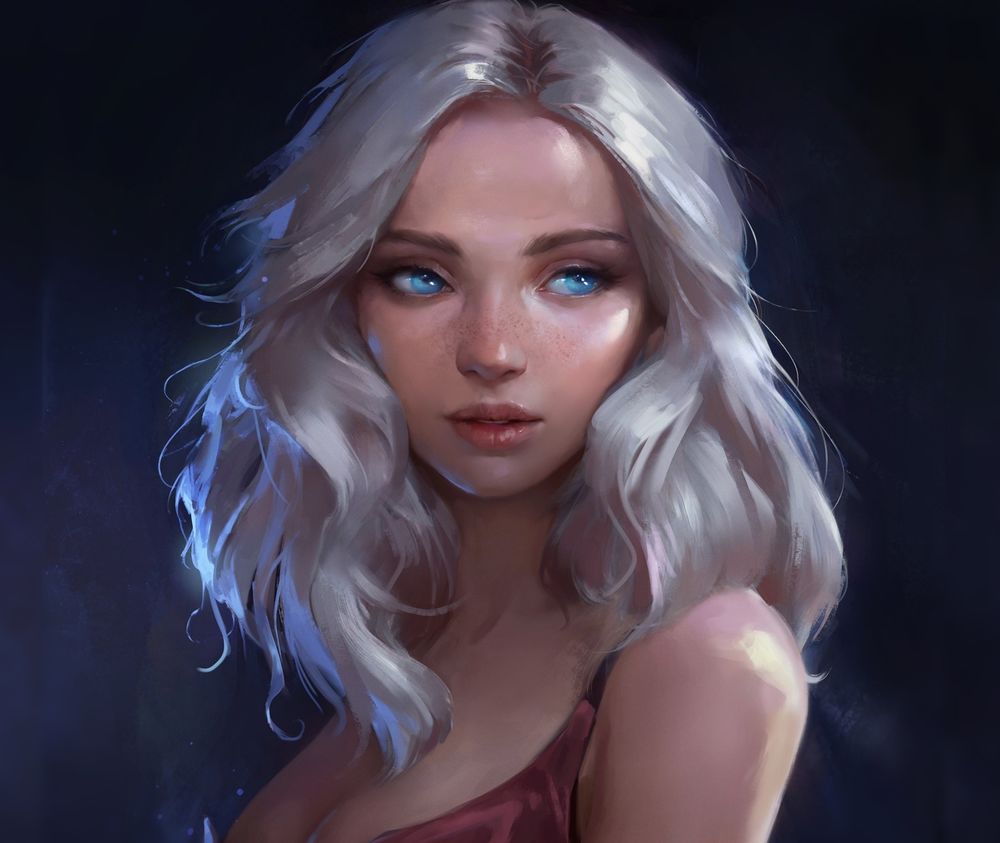 Обои для рабочего стола Девушка с голубыми глазами, by Jane Nane