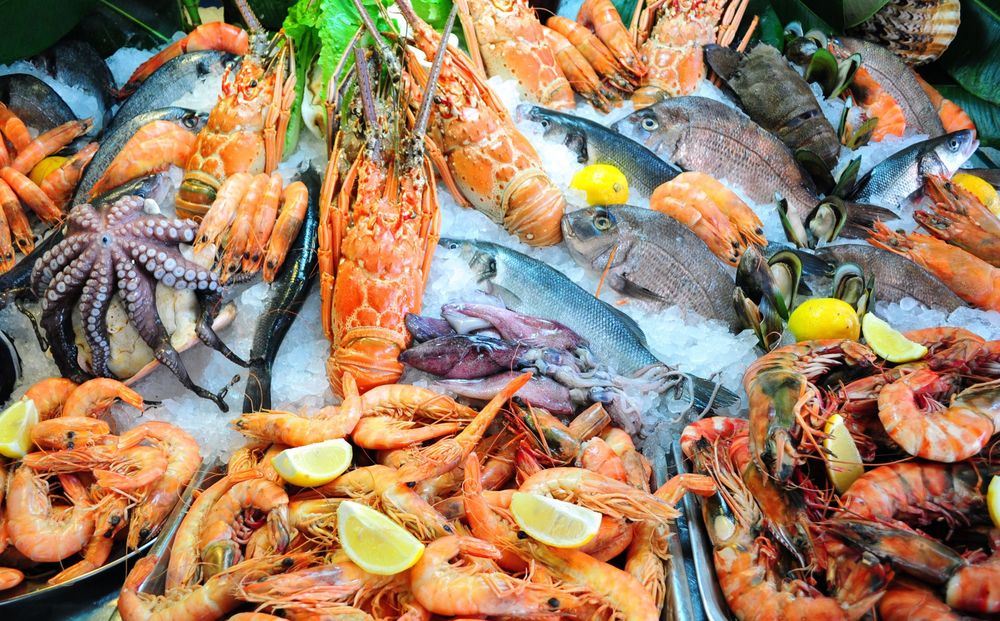 Обои для рабочего стола Разнообразие морепродуктов для гурманов