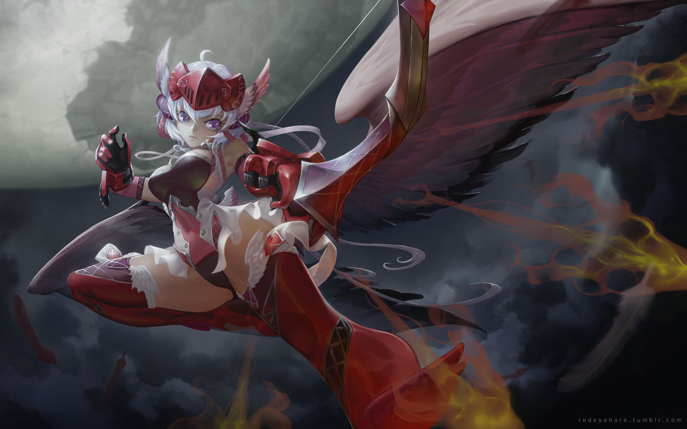 Обои для рабочего стола Chris Yukine / Крис Юкинэ из аниме Senki Zesshou Symphogear / Песня боевых принцесс: Мехасимфония, by redeyehare