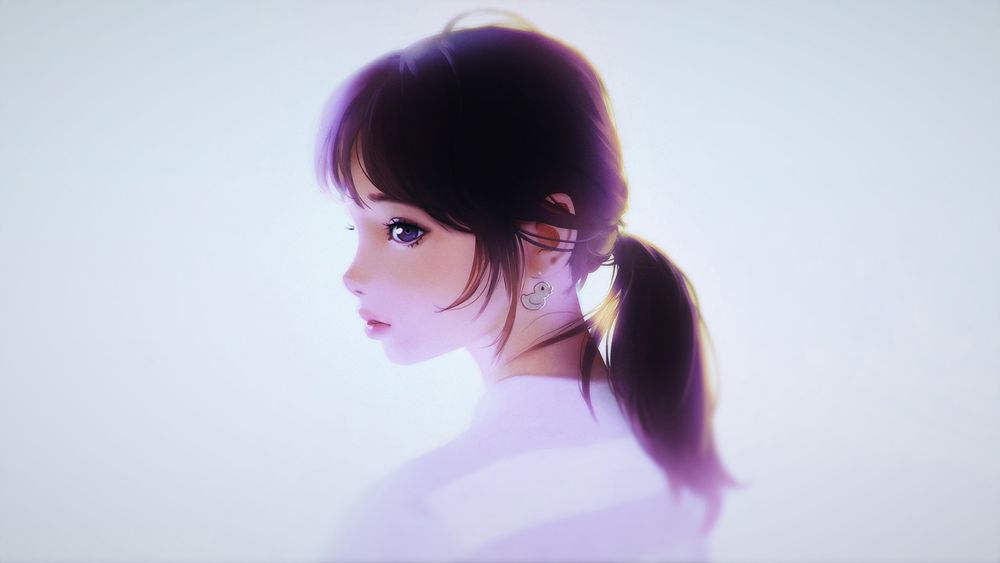 Обои для рабочего стола Девушка в профиль, by Ilya Kuvshinov