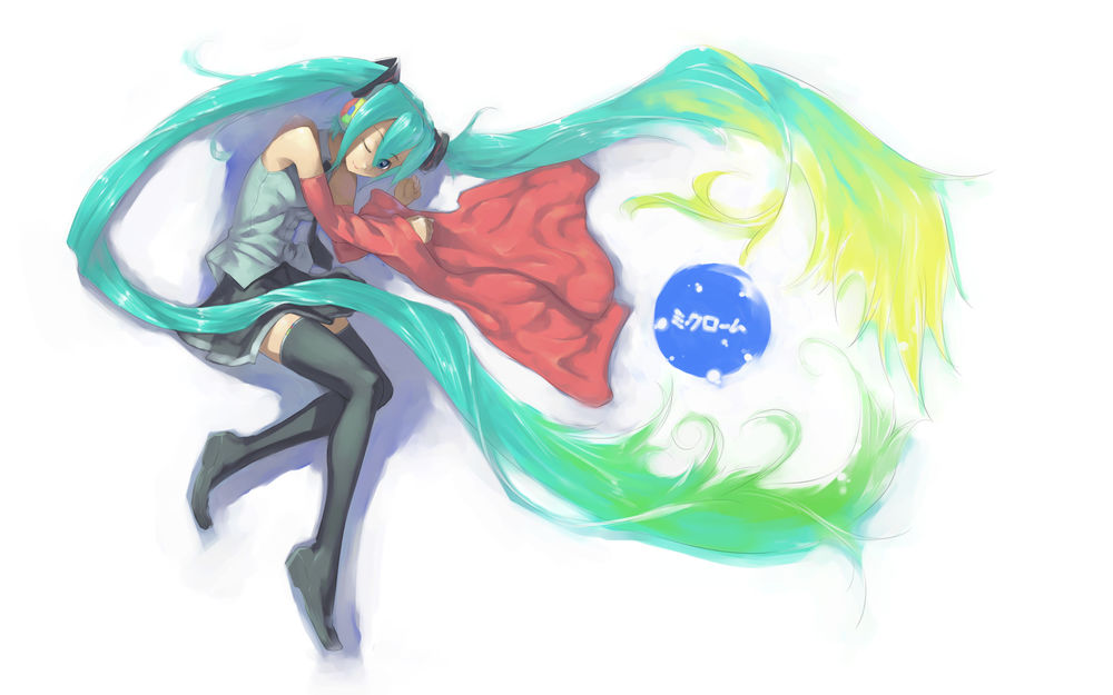 Обои для рабочего стола Vocaloid Miku Hatsune / Вокалоид Мику Хацунэ, by redeyehare