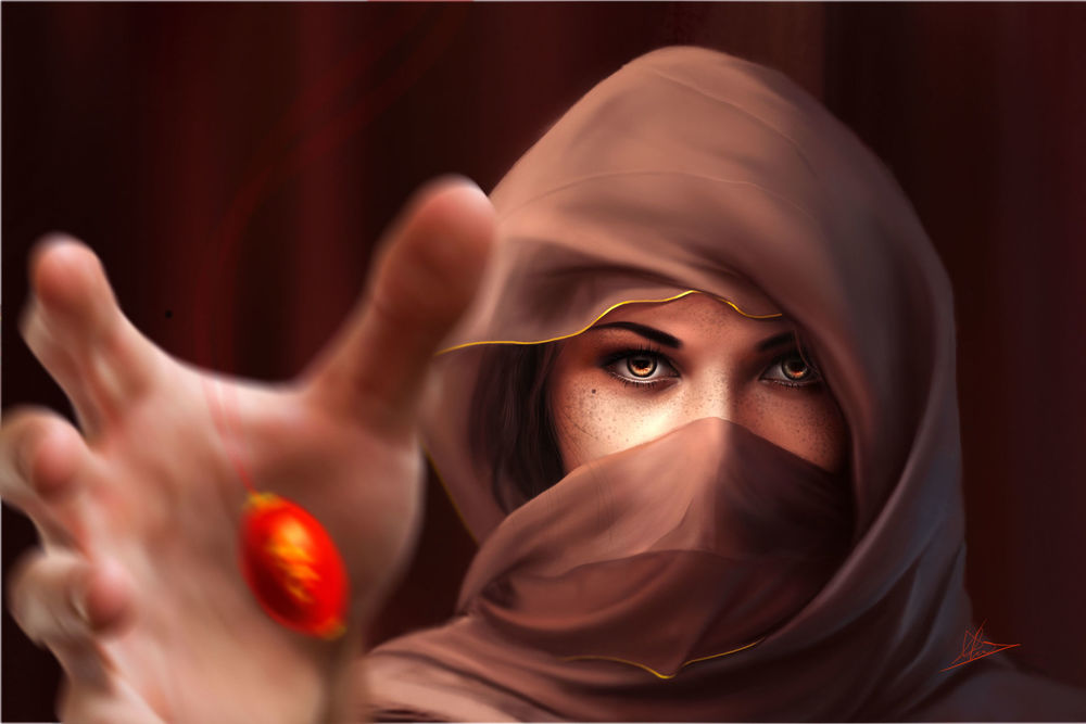 Обои для рабочего стола Портрет девушки в накидке, by macduykhanh121094