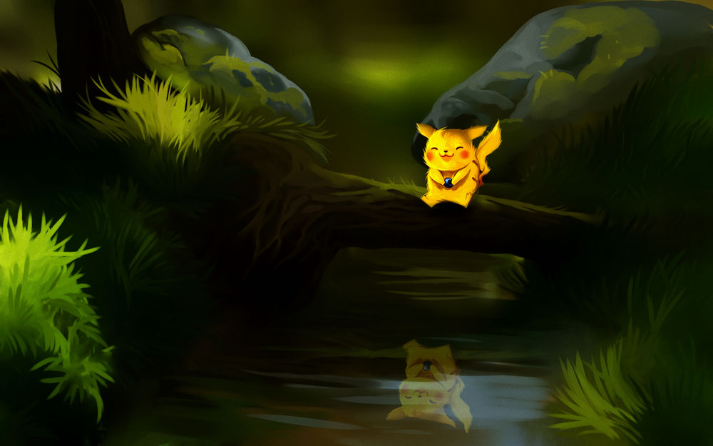 Обои для рабочего стола Pikachu / Пикачу из аниме Pokemon / Покемон, by andrework